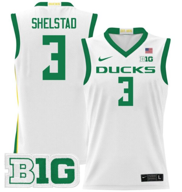 Men's Jackson Shelstad Jersey #3 Oregon Ducks 2024 Lightweight Basketball White