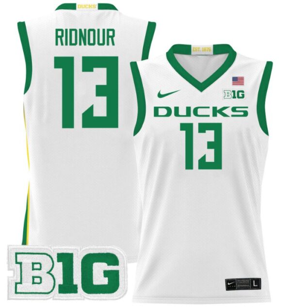 Men's Luke Ridnour Jersey #13 Oregon Ducks 2024 Lightweight Basketball White