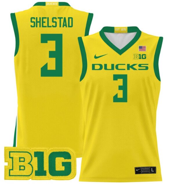 Men's Jackson Shelstad Jersey #3 Oregon Ducks 2024 Lightweight Basketball Yellow