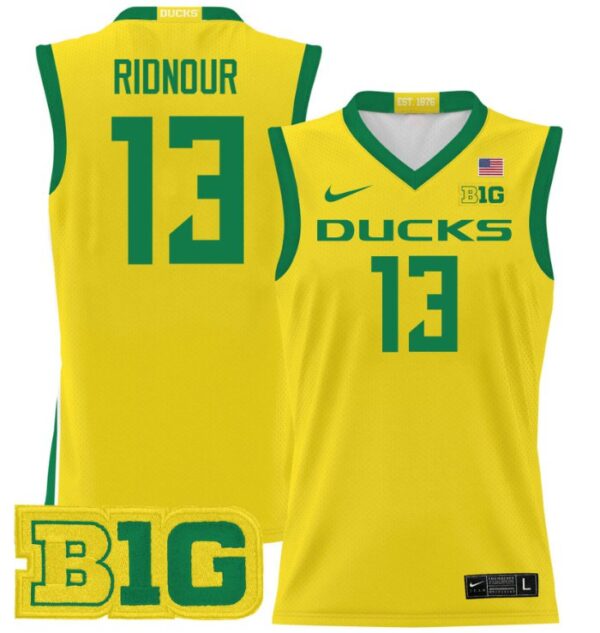 Men's Luke Ridnour Jersey #13 Oregon Ducks 2024 Lightweight Basketball Yellow