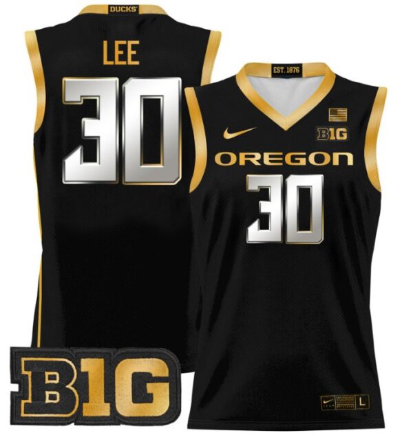 Men's Ron Lee Jersey #30 Oregon Ducks 2024 Lightweight Basketball Black Gold