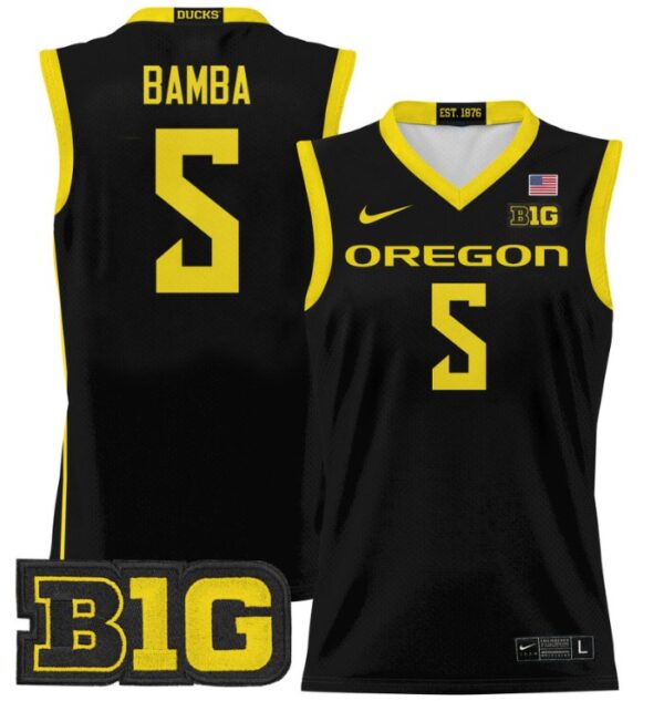 Men's TJ Bamba Jersey #5 Oregon Ducks 2024 Lightweight Basketball Black