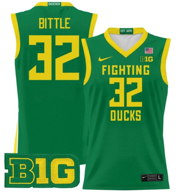 Men's Nate Bittle Jersey #32 Oregon Ducks 2024 Lightweight Basketball Green