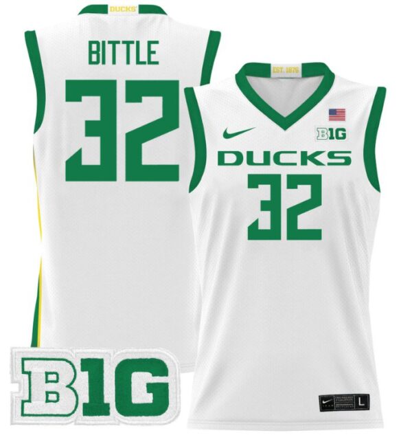 Men's Nate Bittle Jersey #32 Oregon Ducks 2024 Lightweight Basketball White