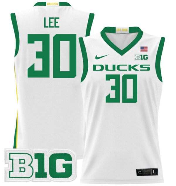 Men's Ron Lee Jersey #30 Oregon Ducks 2024 Lightweight Basketball White