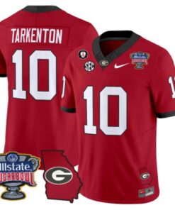 Men's Fran Tarkenton Jersey #10 Georgia Bulldogs 2025 Sugar Bowl Patch Vapor Red