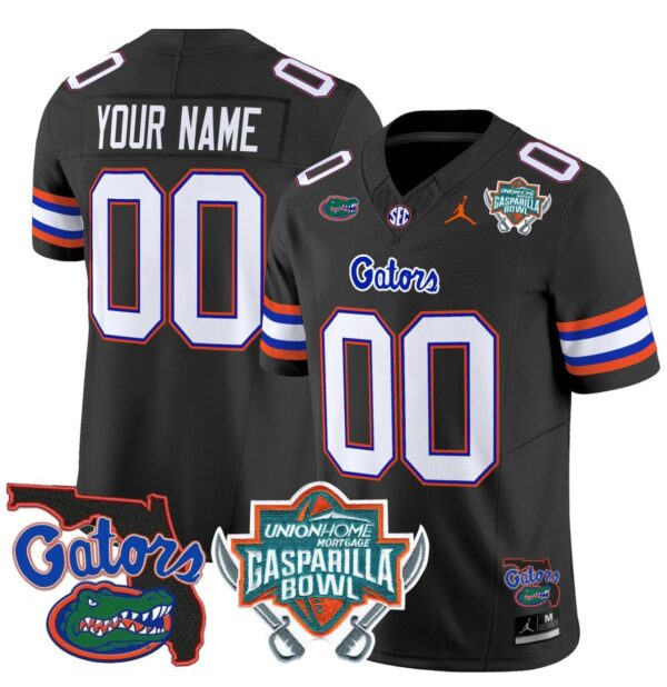 Men's Custom Florida Gators Jersey 2025 Gasparilla Bowl Patch Football Black