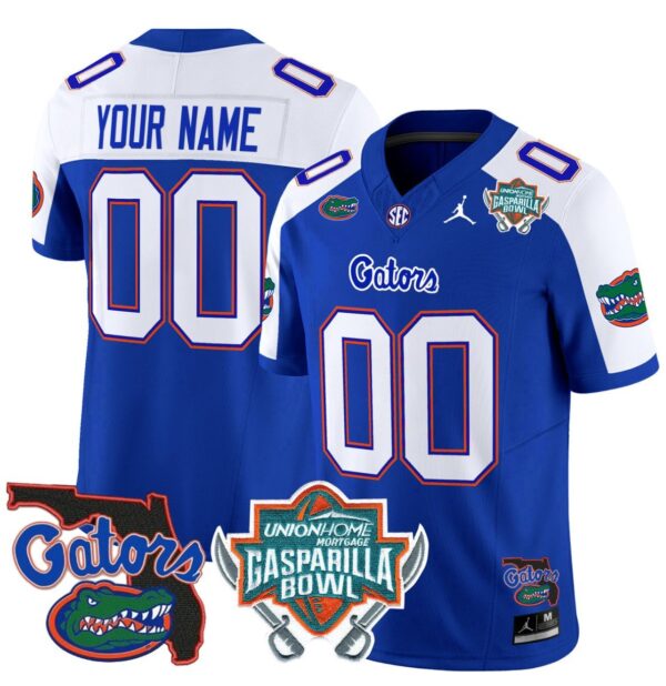 Men's Custom Florida Gators Jersey 2025 Gasparilla Bowl Patch Football Royal Alternate