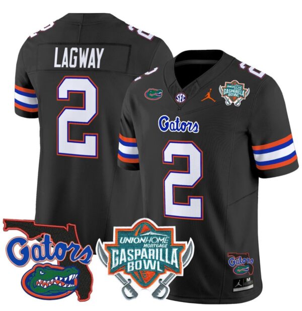 Men's DJ Lagway Jersey #2 Florida Gators 2025 Gasparilla Bowl Patch Black