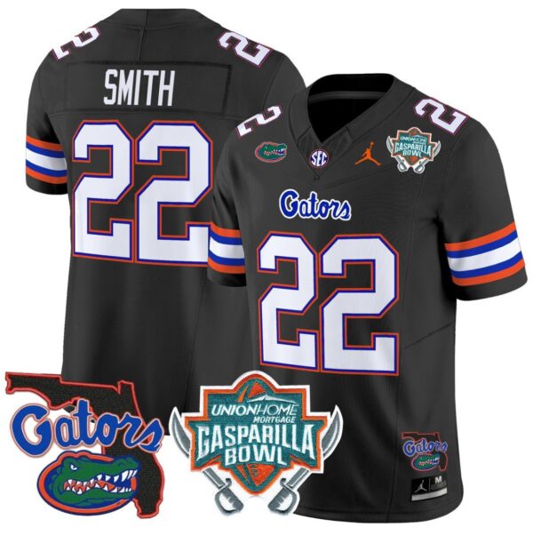 Men's Emmitt Smith Jersey #22 Florida Gators 2025 Gasparilla Bowl Patch Black