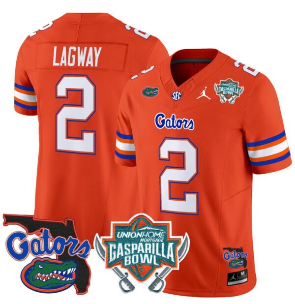 Men's DJ Lagway Jersey #2 Florida Gators 2025 Gasparilla Bowl Patch Orange