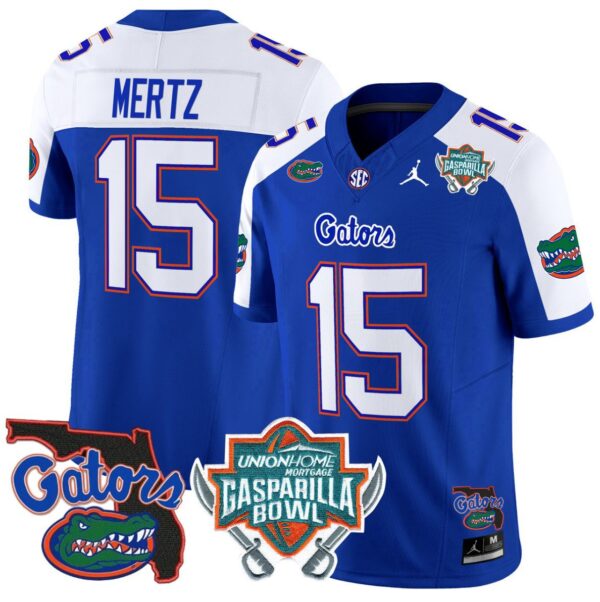 Men's Graham Mertz Jersey #15 Florida Gators 2025 Gasparilla Bowl Patch Royal Alternate