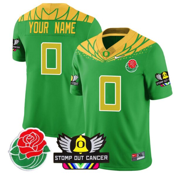 Men's Custom Oregon Ducks Jersey 2024 Rose Bowl Patch Football Stitched Green