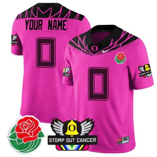 Men's Custom Oregon Ducks Jersey 2024 Rose Bowl Patch Football Stitched Pink