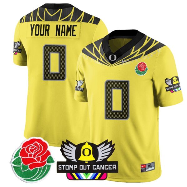 Men's Custom Oregon Ducks Jersey 2024 Rose Bowl Patch Football Stitched Yellow