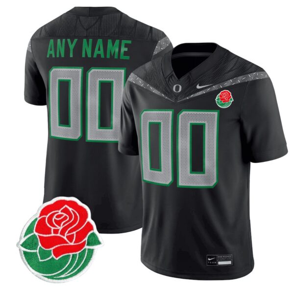 Men's Custom Oregon Ducks Jersey Rose Bowl Patch Vapor Football Stitched Black