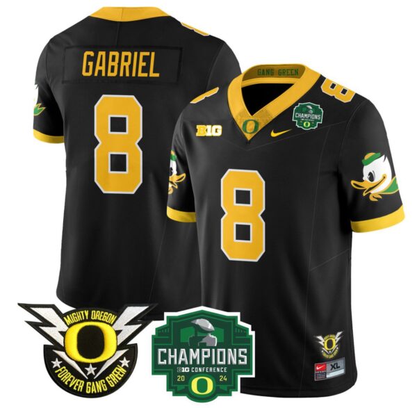 Men's Dillon Gabriel Jersey #8 Oregon Ducks 2024 Big Ten Champions Football Black