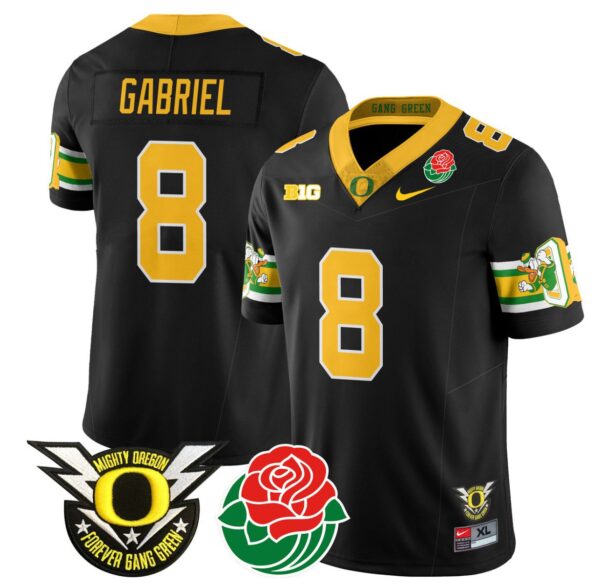 Men's Dillon Gabriel Jersey #8 Oregon Ducks 2024 Rose Bowl Patch Football Black