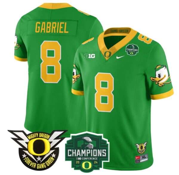 Men's Dillon Gabriel Jersey #8 Oregon Ducks 2024 Big Ten Champions Football Green