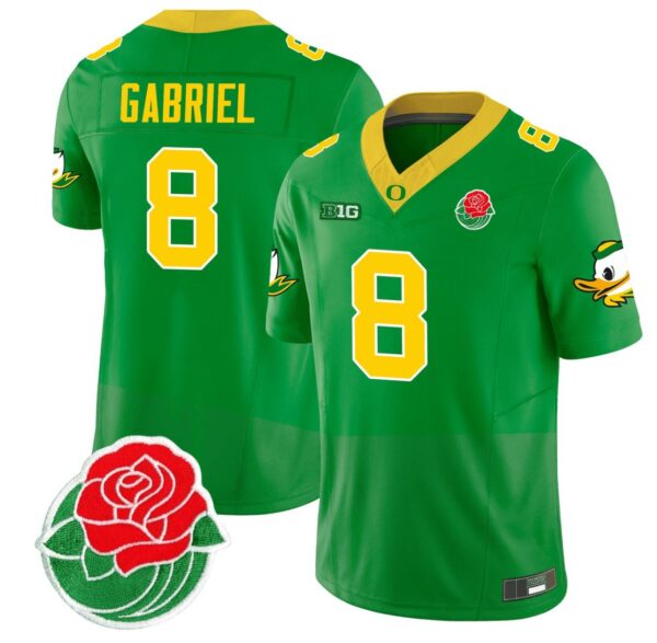 Men's Dillon Gabriel Jersey #8 Oregon Ducks Rose Bowl Patch Vapor Football Green