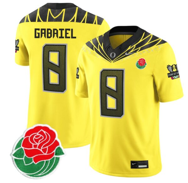 Men's Dillon Gabriel Jersey #8 Oregon Ducks Rose Bowl Patch Vapor Football Yellow