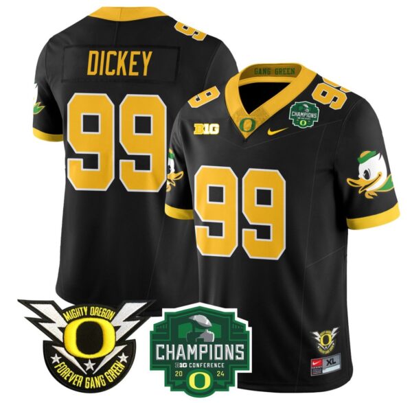 Men's Jurrion Dickey Jersey #99 Oregon Ducks 2024 Big Ten Champions Football Black