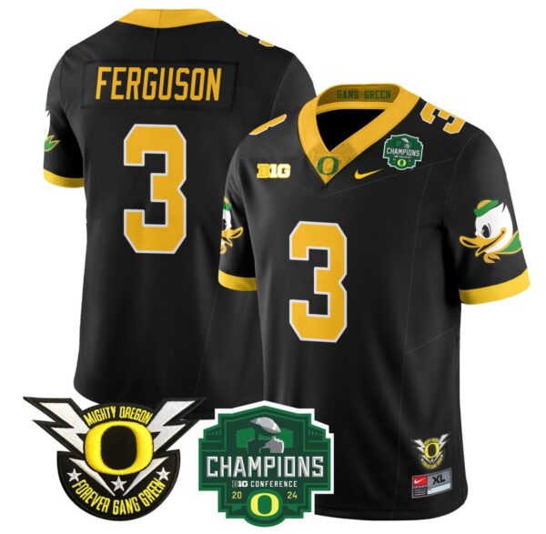 Men's Terrance Ferguson Jersey #3 Oregon Ducks 2024 Big Ten Champions Football Black