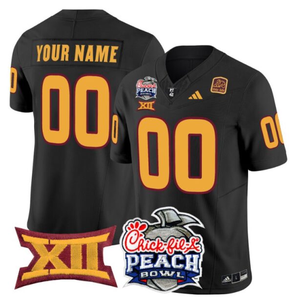 Men's Custom Arizona State Sun Devils Jersey 2025 Peach Bowl Patch Black