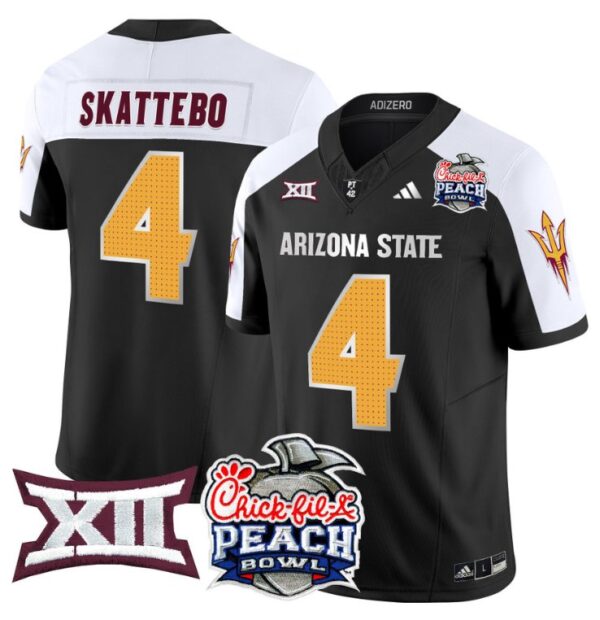 Men's Cam Skattebo Jersey #4 Arizona State Sun Devils 2025 Peach Bowl Black Alternate