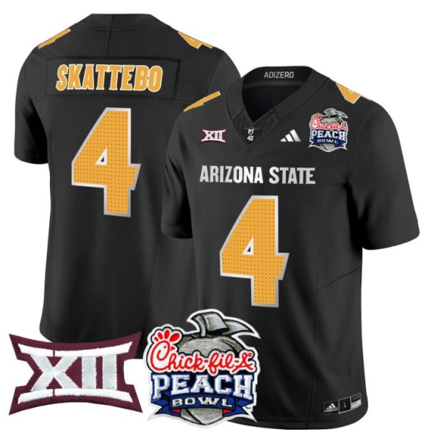 Men's Cam Skattebo Jersey #4 Arizona State Sun Devils 2025 Peach Bowl Black