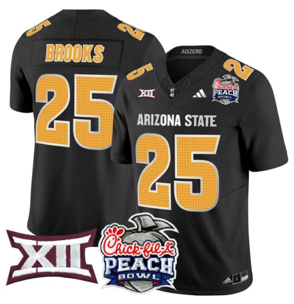 Men's DeCarlos Brooks Jersey #25 Arizona State Sun Devils 2025 Peach Bowl Black