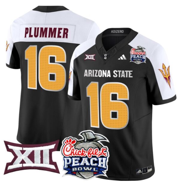 Men's Jake Plummer Jersey #16 Arizona State Sun Devils 2025 Peach Bowl Black Alternate