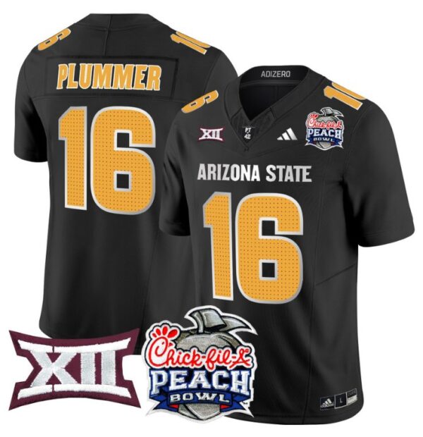 Men's Jake Plummer Jersey #16 Arizona State Sun Devils 2025 Peach Bowl Black