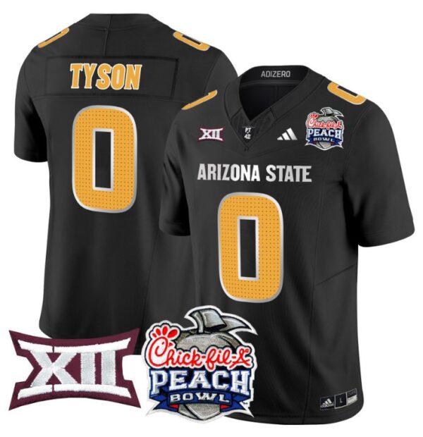 Men's Jordyn Tyson Jersey #0 Arizona State Sun Devils 2025 Peach Bowl Black