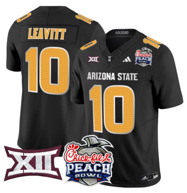 Men's Sam Leavitt Jersey #10 Arizona State Sun Devils 2025 Peach Bowl Black