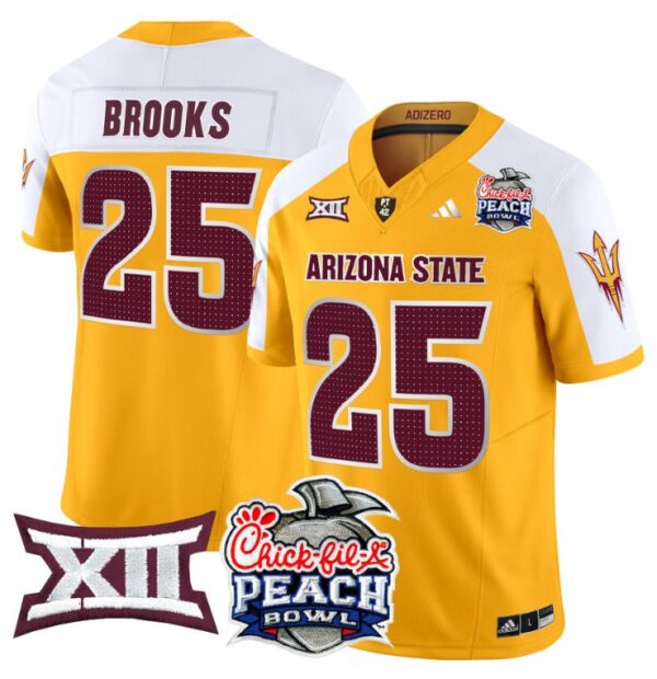 Men's DeCarlos Brooks Jersey #25 Arizona State Sun Devils 2025 Peach Bowl Gold Alternate