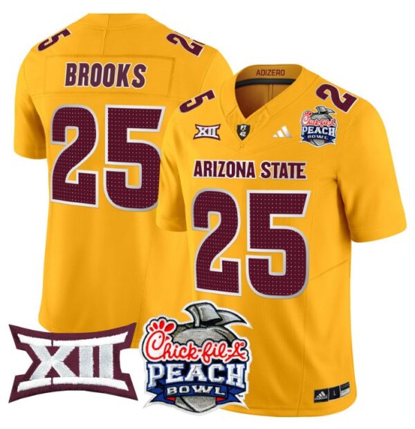 Men's DeCarlos Brooks Jersey #25 Arizona State Sun Devils 2025 Peach Bowl Gold