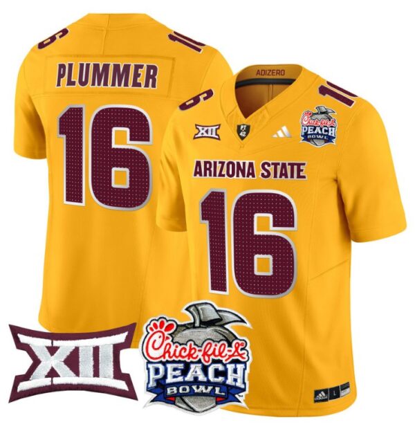 Men's Jake Plummer Jersey #16 Arizona State Sun Devils 2025 Peach Bowl Gold