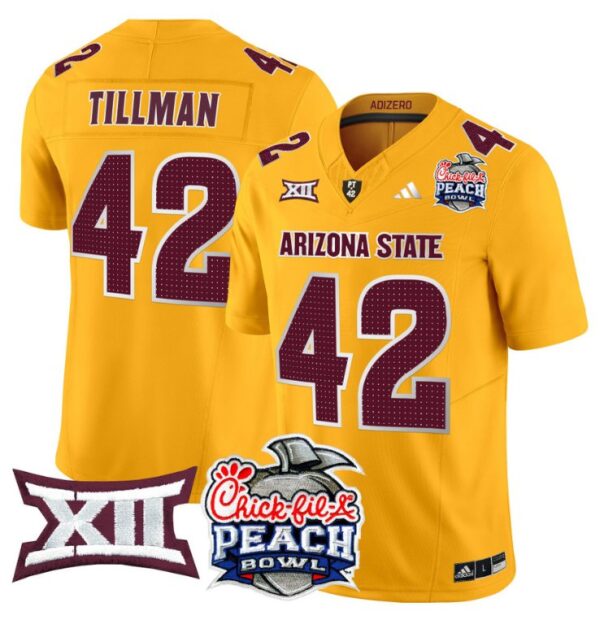 Men's Pat Tillman Jersey #42 Arizona State Sun Devils 2025 Peach Bowl Gold