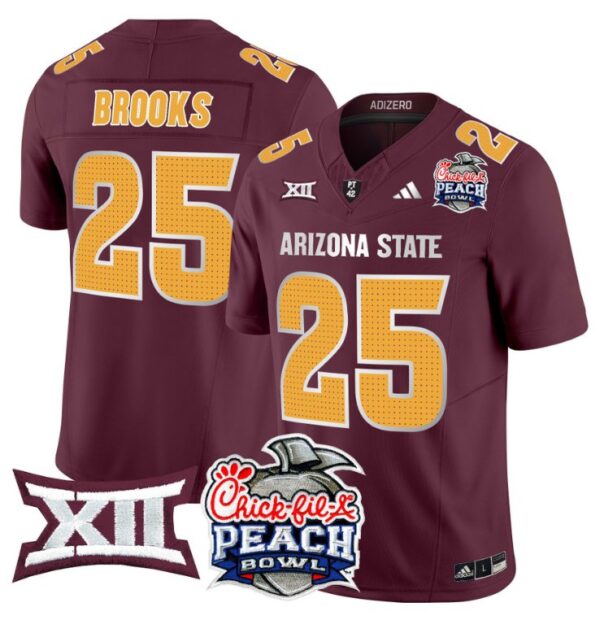 Men's DeCarlos Brooks Jersey #25 Arizona State Sun Devils 2025 Peach Bowl Maroon