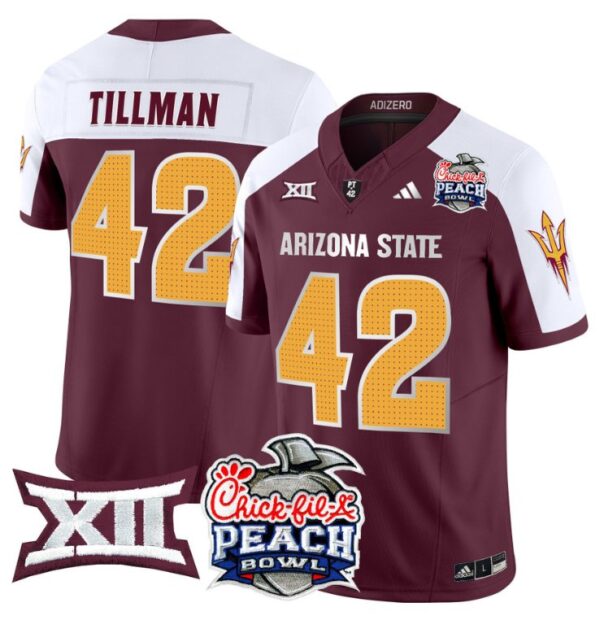 Men's Pat Tillman Jersey #42 Arizona State Sun Devils 2025 Peach Bowl Maroon Alternate