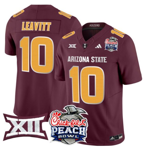Men's Sam Leavitt Jersey #10 Arizona State Sun Devils 2025 Peach Bowl Maroon
