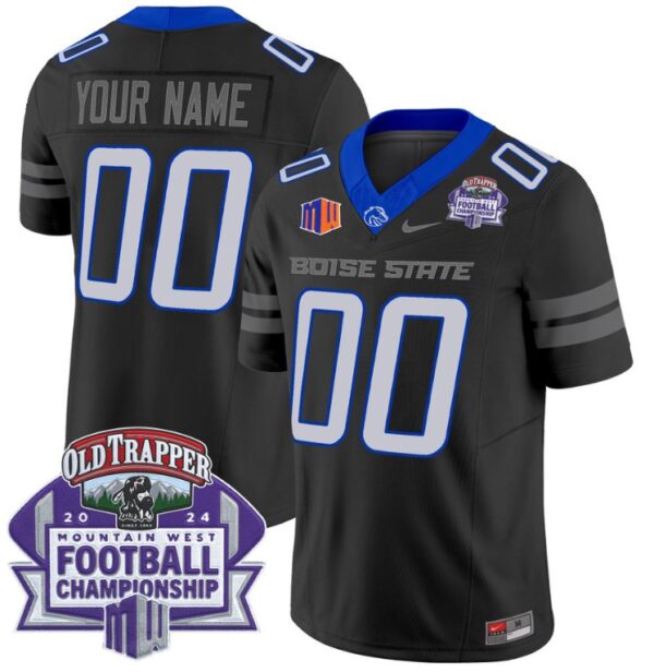 Men's Custom Boise State Broncos Jersey 2024 Championship Patch Black