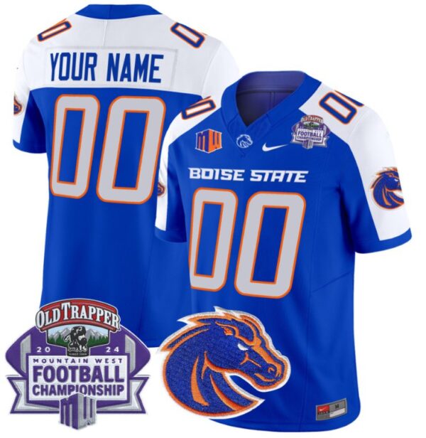 Men's Custom Boise State Broncos Jersey 2024 Championship Patch Royal Alternate