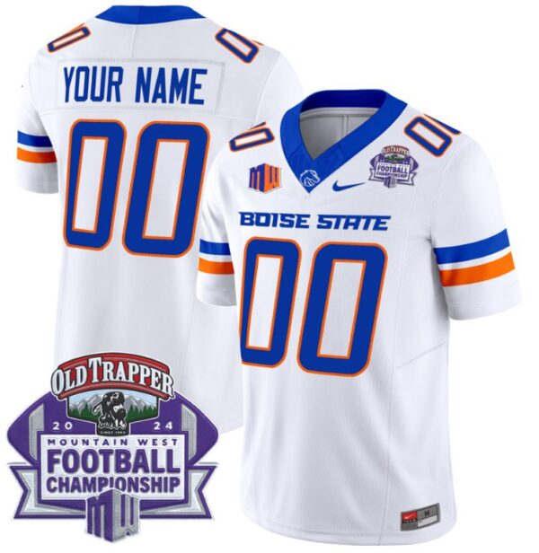 Men's Custom Boise State Broncos Jersey 2024 Championship Patch White
