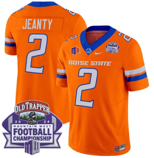 Men's Ashton Jeanty Jersey #2 Boise State Broncos 2024 Championship Vapor Orange