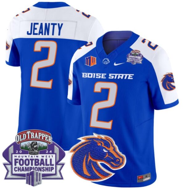 Men's Ashton Jeanty Jersey #2 Boise State Broncos 2024 Championship Vapor Royal Alternate