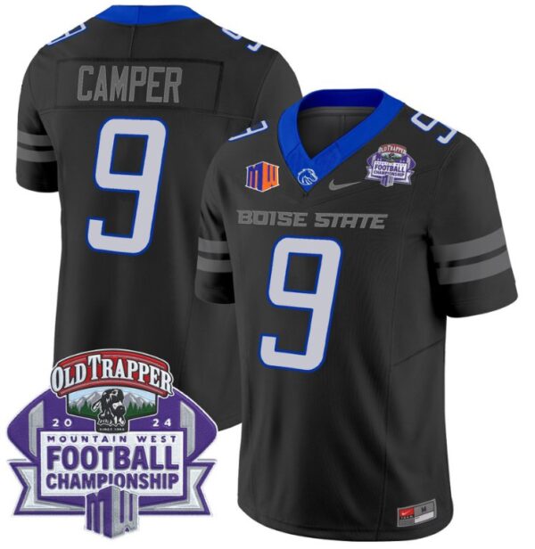 Men's Cameron Camper Jersey #9 Boise State Broncos 2024 Championship Vapor BLack