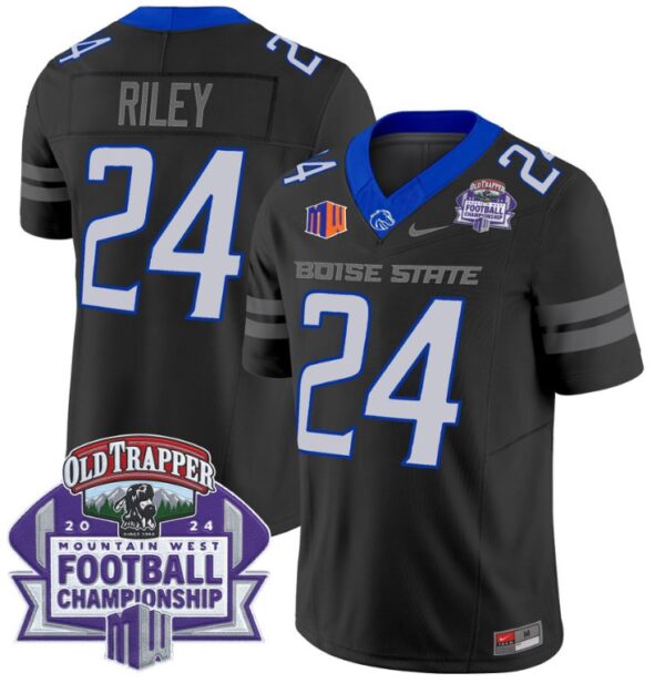 Men's Dylan Riley Jersey #24 Boise State Broncos 2024 Championship Vapor Black