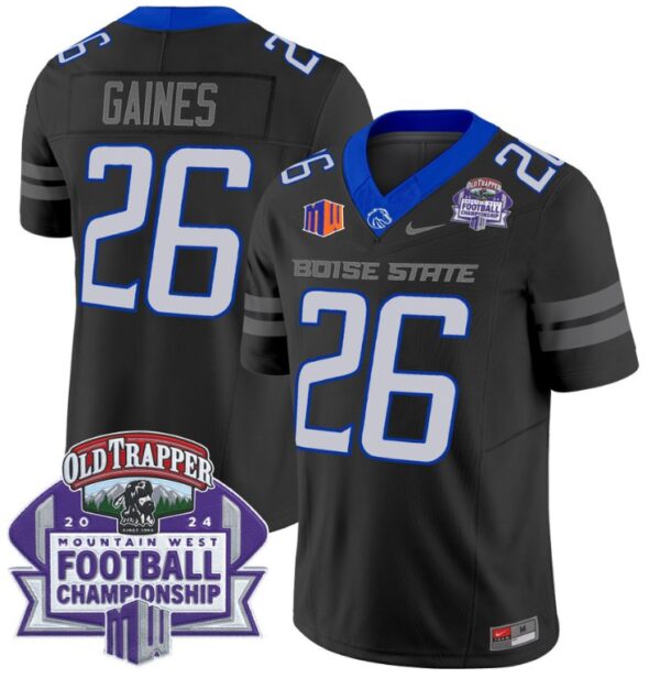 Men's Sire Gaines Jersey #26 Boise State Broncos 2024 Championship Vapor Black